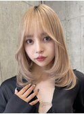 渋谷ミルクティーベージュハイトーンカラーヘーゼルベージュ30代