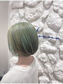 レイヤーロング/グレーベージュ/黒髪/前髪パーマ[中目黒]