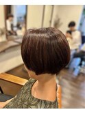コンパクトショートボブ×赤みブラウン