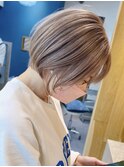 【ブリーチ＋ワンカラー】 ショートボブ/ホワイトパールブロンド