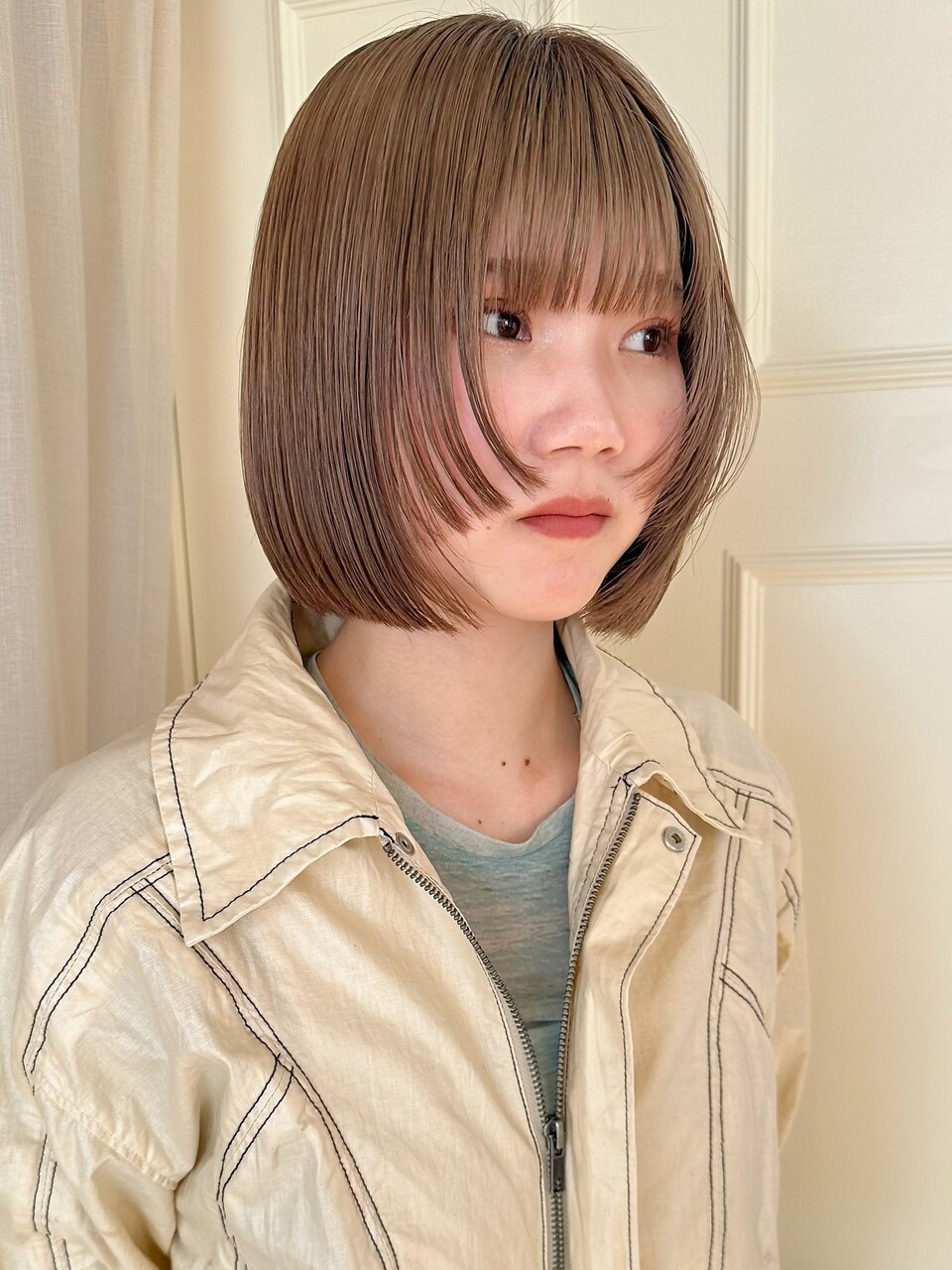 ピンクベージュ/ブリーチ/表参道/女性美容師/ボブ