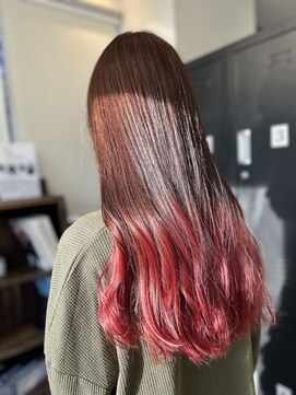 ザ カラー ラボ(THE COLOR LABO) ワンレンロング　グラデーション　レッド