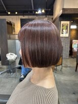 カトル ヘア デザイン(Quatre hair design)&nbsp;ワンレンボブ　ピンクブラウン×ハイライト