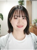 ★外ハネボブ/シースルーバング/菱形ボブ/ペールベージュ[新宿]