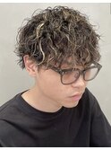 メンズハイライト×パーマ