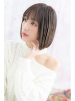 ミック ヘアアンドメイク アップ 駒込店(miq Hair&Make up)&nbsp;コロンとまとまる＊ツヤ髪グレイアッシュ前下がりボブc1