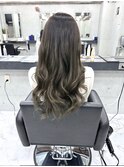 黒髪/グレーベージュ/レイヤーロング/前髪パーマ/銀座/東銀座