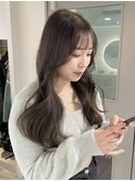 ブリーチなしオリーブベージュ顔周りレイヤー韓国【横浜】