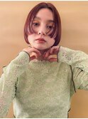 サイドバング　姫カットボブ オレンジベージュ　モードヘア