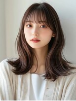 ビューティシモ 川越(Beautissimo) グレージュ メルティーカラー レイヤー ゆる巻き セミロング