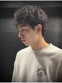 【ダウンバングスパイキーショート】短髪/ピンパーマ/men's