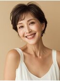 ５０代/白髪ぼかしハイライト/レイヤーボブ/ショート