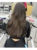 韓国顔まわりレイヤーカットグレージュオリーブベージュブラウン
