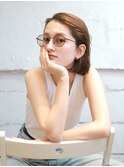 顎下ボブ/ハイライト/ベージュ/大人ボブ/イメチェン/銀座