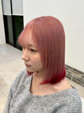 ヘアーアンドエステ ハラダ 滝ノ水店(Hair&Esthe Harada) ブリーチカラー/エンドカラー/ピンクベージュ×レッドカラー