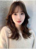 ミニウルフレイヤーカット顔周り前髪韓国ミディアムロング/池袋
