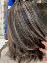 オニキス 原宿(ONYX)&nbsp;r48 白髪白髪ぼかしハイライトバレイヤージュ50代ミディアム