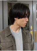 センターわけ流し前髪