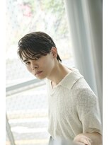 ブラック(BLACK)&nbsp;シャギーセンター/Men'sHair/リバースセンターパート/表参道