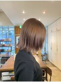 ボブベージュデザインカラー外ハネ熊谷ブリーチ