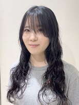 シアン 栄店(CYAN.)&nbsp;シアーバング×黒髪ロングウェーブパーマ