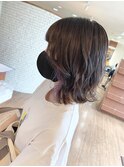 アッシュベージュ×ホワイトパープル×イヤリングカラー