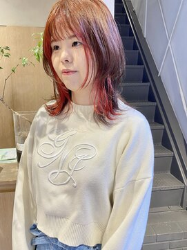フェンヘアーアイス 中目黒(Fen.hair ici) 20代30代大人可愛い透明感レッドピンクイヤリングカラー大人ボブ