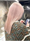 ダブルカラーピンクベージュベージュカラーケアブリーチレイヤー