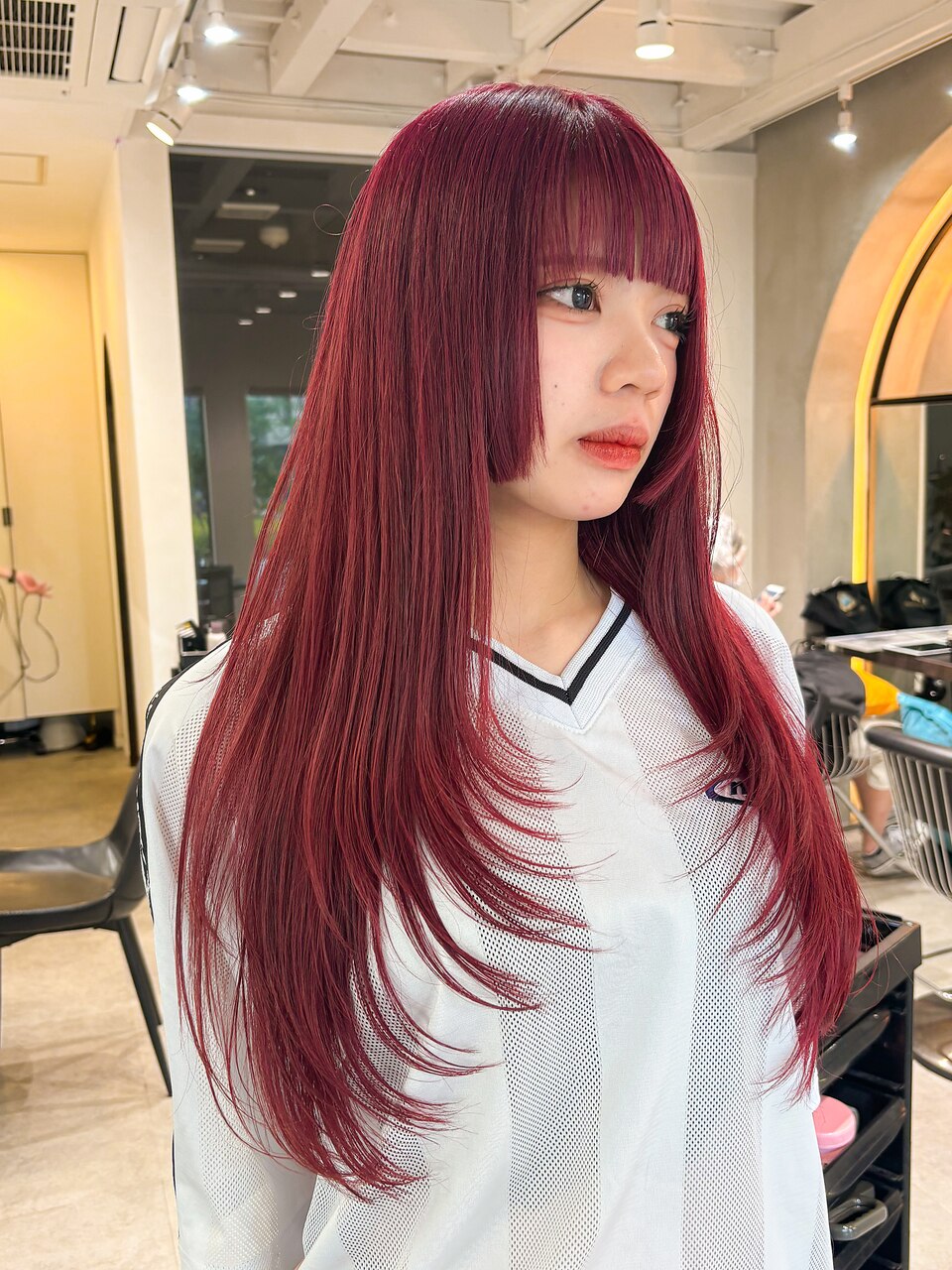 カシスレッド暖色カラーブリーチありなしダブルカラー大宮美容室