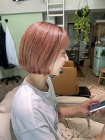 ワッツユアヘアストーリー(What’s your hair story)&nbsp;ピンクベージュ/ハイトーン/ボブ/ダブルカラー/バイカルテ