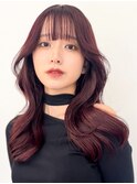 韓国レイヤーカットボルドーカラーオルチャンヘアヨシンモリ