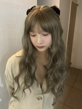 メゾンアクア 表参道(Maison ACQUA) ☆ブリーチなしダブルカラー透明感カラー オリーブベージュ ボブ