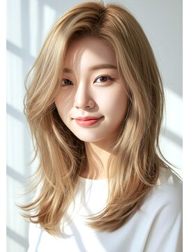 ニューカマー バイ ヘッドライト シブヤ(NEW COMER by HEADLIGHT shibuya) ミルクティーベージュ×顔周りレイヤー　10代20代