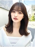 20代30代40代◎前髪パーマ韓国風巻きくすみベージュお団子ヘア