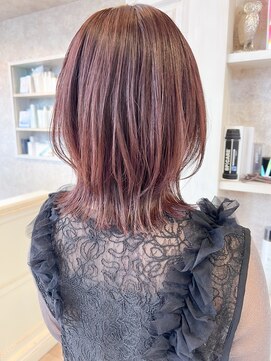 キャアリー(Caary) 福山市美容室Caary秋冬ヘアコーラルピンクカラーミディアム