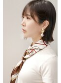 耳掛け前髪あり外ハネ切りっぱなしぱつっとボブナチュラル