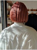 コンパクトボブ×ピンク×切りっぱなしボブ