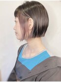 【morio原宿】インナーカラーパープル　切りっぱなしボブ