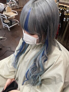 ディー エメ(D-aimer-) グレーにONするブルーカラー☆　【エクステ】