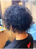 20代30代メンズスパイラルパーマワイルドオシャレ感アッシュ