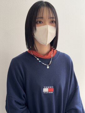 ヨーク(YOKE) 【YOKE】暗髪アッシュグレージュ質改善縮毛矯正切りっぱなしボブ