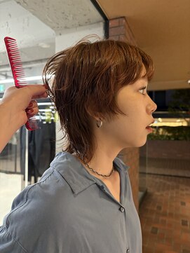 ノラ ヘアーサロン(NORA HAIR SALON) うごくマッシュショートレイヤーウルフオレンジブラウン
