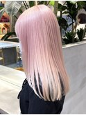 渋谷ピンクベージュカラーペールピンクカラー顔周りレイヤー30代