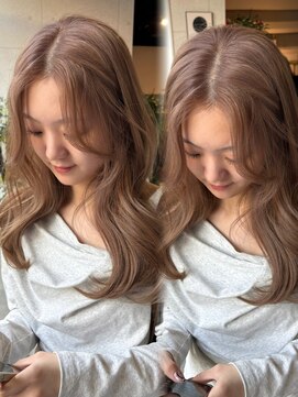 福井ミルクティーベージュハイトーン韓国レイヤーくびれ巻き学生