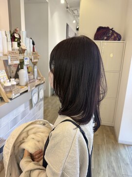 冬ピンクブラウン×レイヤー/ピンク/カットカラー/40代/知立