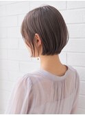 大人可愛い【小顔耳掛け丸みショート】シアーフォギーグレージュ