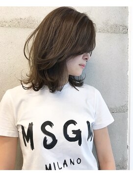 フォンズ(FONS) 外ハネミディ×グレージュ