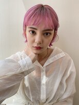 眉上バング/ビビットピンク