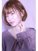 #ボブ#キャラメルベージュ#ストレート#ノンブロー