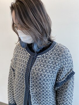 レフ(LEF) 【オダオススメ！】ペールグレーバレイヤージュ×アイスブルー